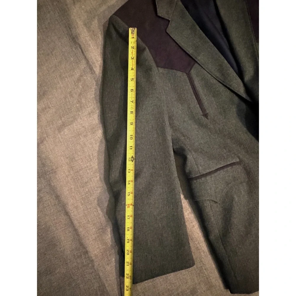 Circle S Blazer Mens 42R Gray Western Yoke Sport Coat Jacket Two Button Cowboy